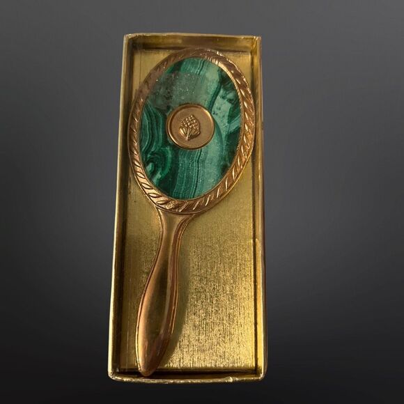 Open Box Vintage Mini AVON Acorn Handheld Vanity Mirror 4” W/ Original Box - Picture 6 of 6